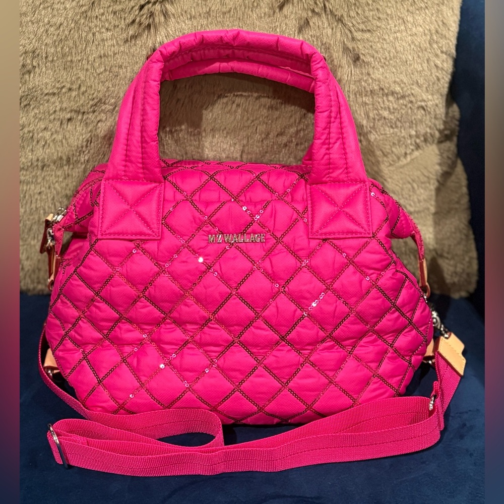 NWOT MZ Wallace Small Sutton Deluxe in Fuschia Pink with Sequins